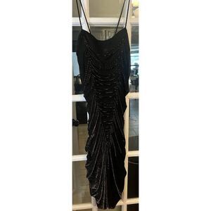 Vintage New Leaf by Samir Dress Women's Sz 5/6 Gold Metallic Ruched Disco USA